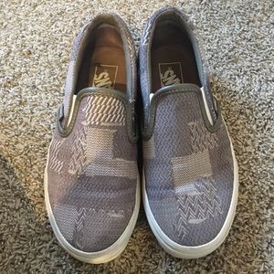 Denim patchwork slip on vans